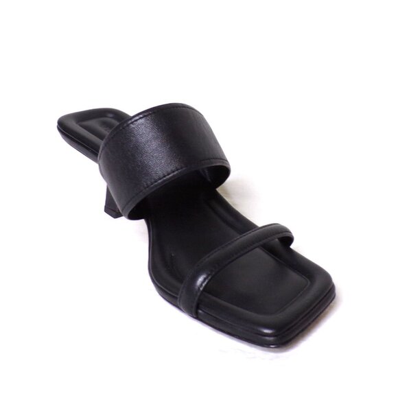 🆕VINCE Cora Kitten Heel Slide Sandal Shoe Leather 7.5 Black - Picture 12 of 16